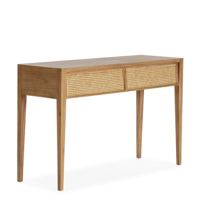 CONSOLA 140x45x87 MADERA NATURAL/RATAN NATURAL