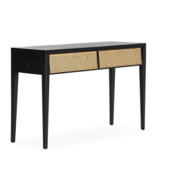 CONSOLA 140x45x87 MADERA NEGRO/RATAN NATURAL