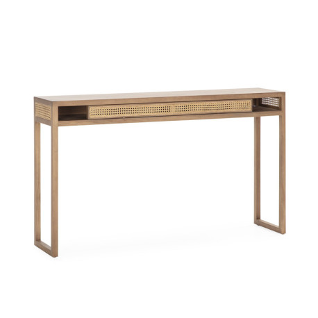 CONSOLA 142x30x84 MADERA/METAL ARENA/RATAN NATURAL