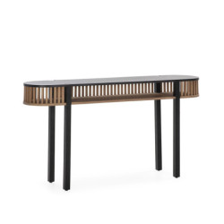 CONSOLA 150x33x80 MADERA ARENA/NEGRO/METAL NEGRO