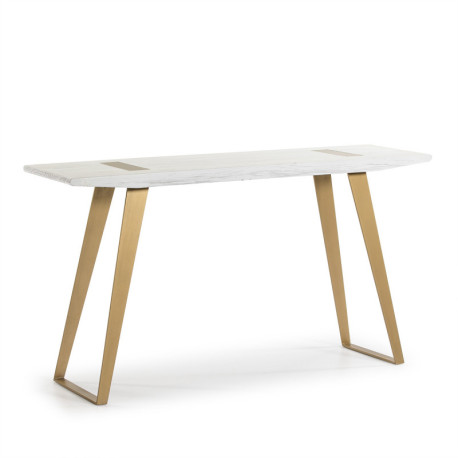 CONSOLA 150x40x80 MADERA BLANCO/METAL DORADO