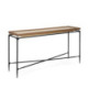 CONSOLA 150x40x85 MADERA NATURAL/CUERO/METAL NEGRO
