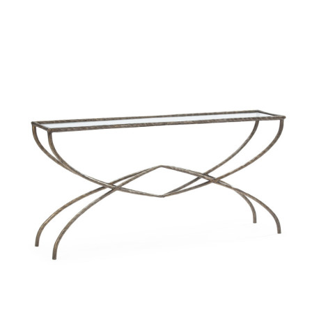 CONSOLA 156x35x78 METAL/CRISTAL DORADO ANTIQUE
