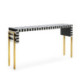 CONSOLA 156x38x85 CRISTAL BLANCO/NEGRO/ACERO DORADO CHAMPAGNE/DM NEGRO