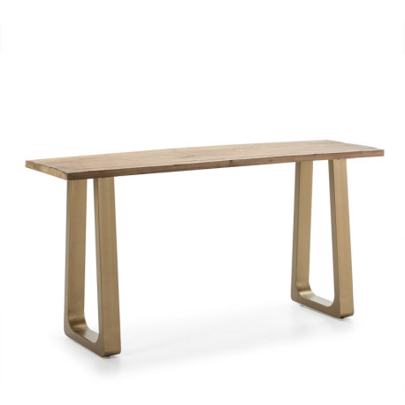 CONSOLA 160x45x82 MADERA NATURAL/METAL DORADO