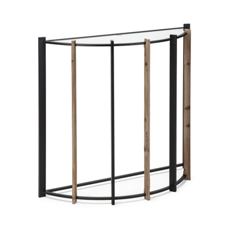 CONSOLA 81x28x77 CRISTAL/MADERA NATURAL/METAL NEGRO