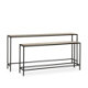 CONSOLA SET/2 148x24x70/122x24x56 METAL NEGRO/MARMOL TRAVENTINO