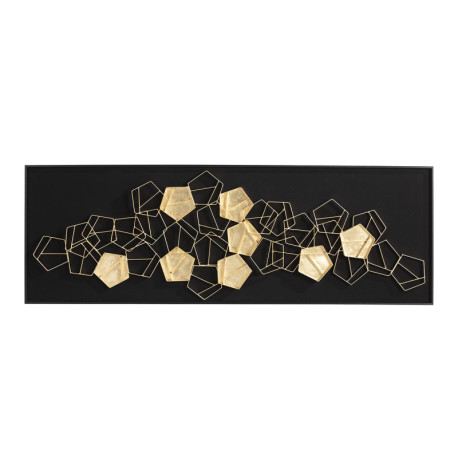 CUADRO 180x6x60 MADERA NEGRO/METAL DORADO