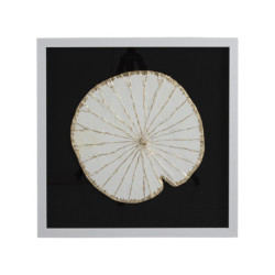 CUADRO 60x5x60 CRISTAL/MADERA BLANCO/DORADO