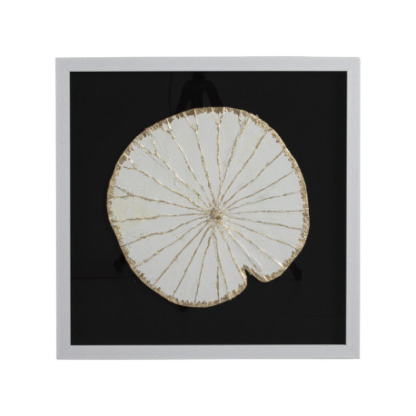 CUADRO 60x5x60 CRISTAL/MADERA BLANCO/DORADO