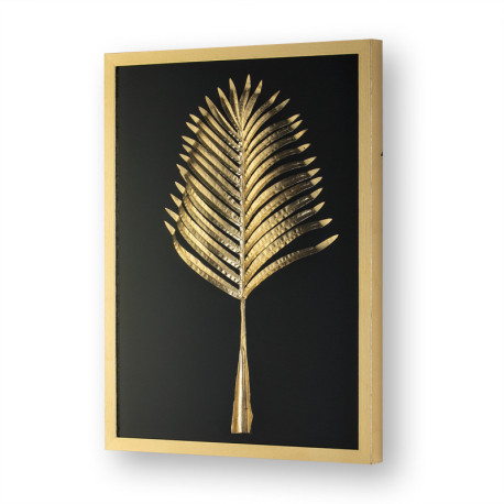 CUADRO 60x5x80 CRISTAL/MADERA DORADO/METAL DORADO