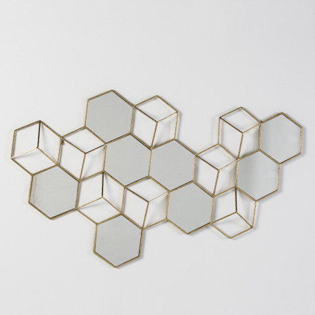 ESCULTURA 130x5x73 ESPEJO/METAL DORADO
