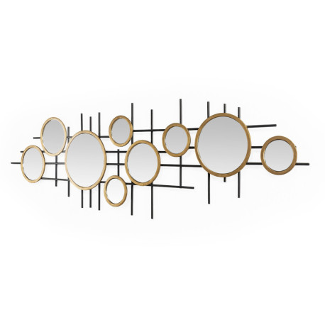 ESCULTURA 134x2x40 METAL NEGRO/DORADO/ESPEJO