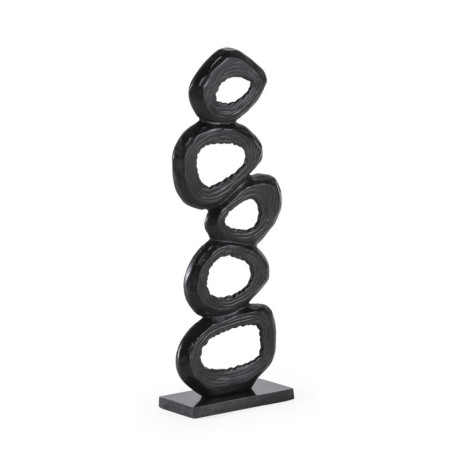 ESCULTURA 26x10x66 METAL BRONCE/MARMOL NEGRO