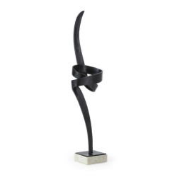 ESCULTURA 30x35x131 METAL BRONCE NEGRUZCO/MARMOL BLANCO