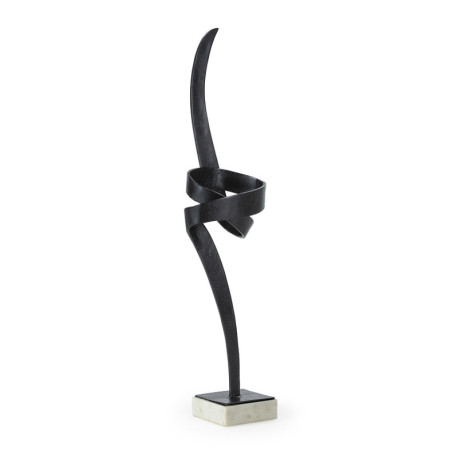ESCULTURA 30x35x131 METAL BRONCE NEGRUZCO/MARMOL BLANCO