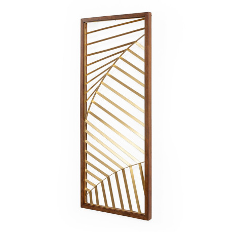 ESCULTURA 36x2x86 METAL DORADO/MADERA MARRON