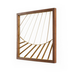 ESCULTURA 41x2x41 METAL DORADO/MADERA MARRON