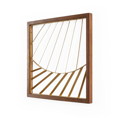 ESCULTURA 41x2x41 METAL DORADO/MADERA MARRON
