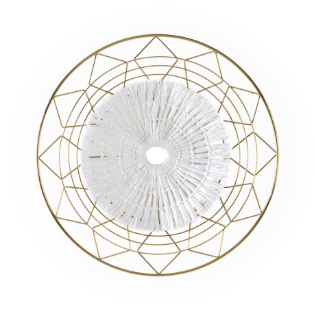 ESCULTURA 60x6x60 METAL DORADO/CUERDA PAPEL BLANCO