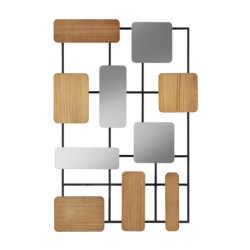 ESCULTURA 67x2x99,5 METAL NEGRO/ESPEJO/MADERA NATURAL