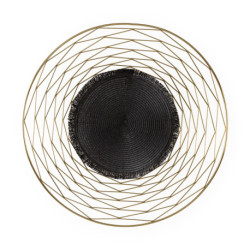 ESCULTURA 71x5x71 METAL DORADO/CUERDA PAPEL NEGRO