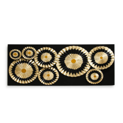 ESCULTURA 80x7x180 TELA NEGRO/MADERA DORADO/NEGRO