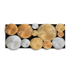 ESCULTURA 85x7x180 TELA NEGRO/MADERA MULTICOLOR