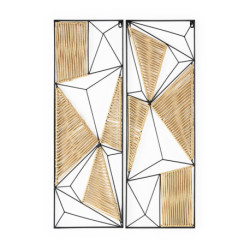 ESCULTURA SET/2 30x4x90 / 30x4x90 METAL NEGRO/CUERDA DE PAPEL NATURAL