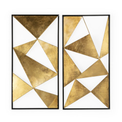 ESCULTURA SET/2 40x5x80/ 40x5x80 METAL NEGRO/DORADO