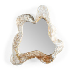 ESPEJO 30x4x40 MADERA RAIZ DE TECA/BLANCO LAVADO