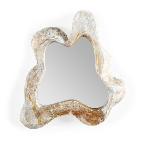 ESPEJO 30x4x40 MADERA RAIZ DE TECA/BLANCO LAVADO