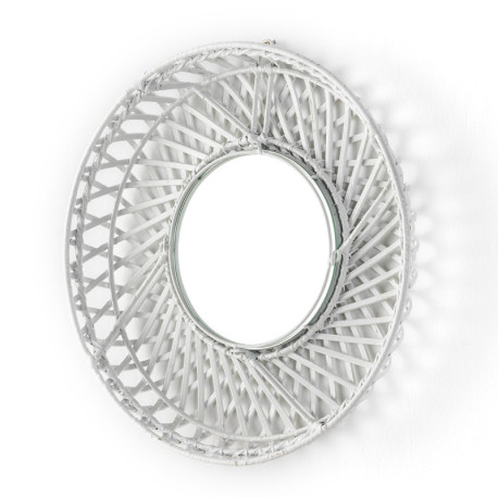 ESPEJO 50x8x50 CRISTAL/MIMBRE BLANCO