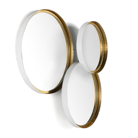 ESPEJO SET/3 80x14x87 CRISTAL/METAL BLANCO/DORADO