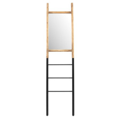 ESPEJO-ESCALERA 43x3x184 CRISTAL/METAL NEGRO/MADERA NATURAL