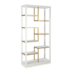 ESTANTERIA 100x40x210 MADERA BLANCO/METAL DORADO
