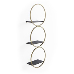 ESTANTERIA 33x14x99 MADERA NEGRO/METAL DORADO