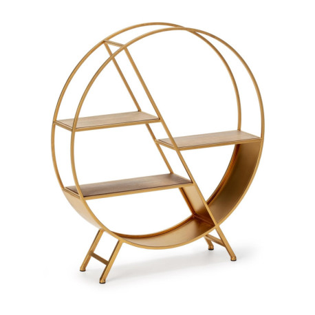 ESTANTERIA 78x17x86 METAL DORADO/MADERA NATURAL