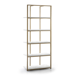 ESTANTERIA 80x38x200 MADERA BLANCO/METAL DORADO