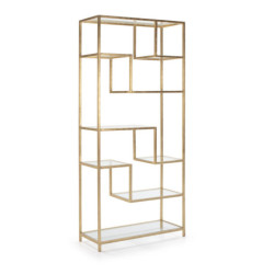 ESTANTERIA 91x38x203 CRISTAL/METAL DORADO