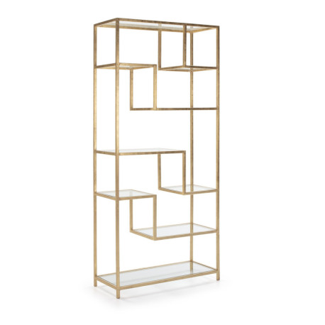 ESTANTERIA 91x38x203 CRISTAL/METAL DORADO