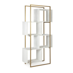 ESTANTERIA 95x38x195 MADERA BLANCO/METAL DORADO