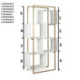 ESTANTERIA 95x38x195 MADERA BLANCO/METAL DORADO