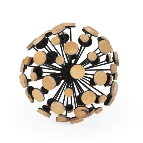 FIGURA 17x17x17 MADERA NATURAL/METAL NEGRO