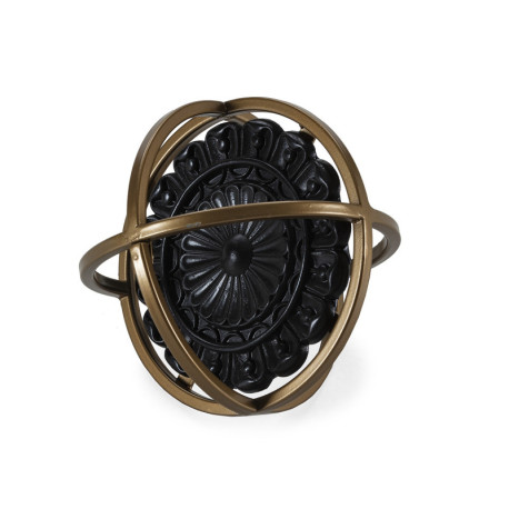 FIGURA 17x17x17 METAL DORADO/MADERA NEGRO