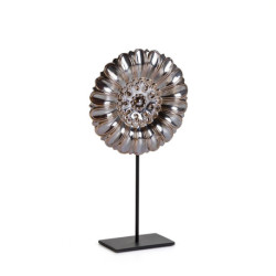 FIGURA 25x10x47 CERAMICA GRIS/MARRON/METAL NEGRO