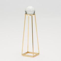 FIGURA 8x8x29 CRISTAL/METAL DORADO