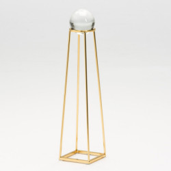 FIGURA 8x8x35 CRISTAL/METAL DORADO