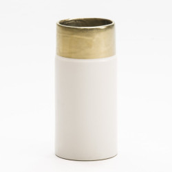 JARRON 11x11x24 CERAMICA BLANCO/DORADO