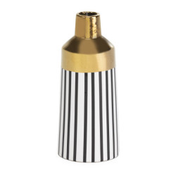 JARRON 13x13x31 CERAMICA BLANCO/DORADO/NEGRO